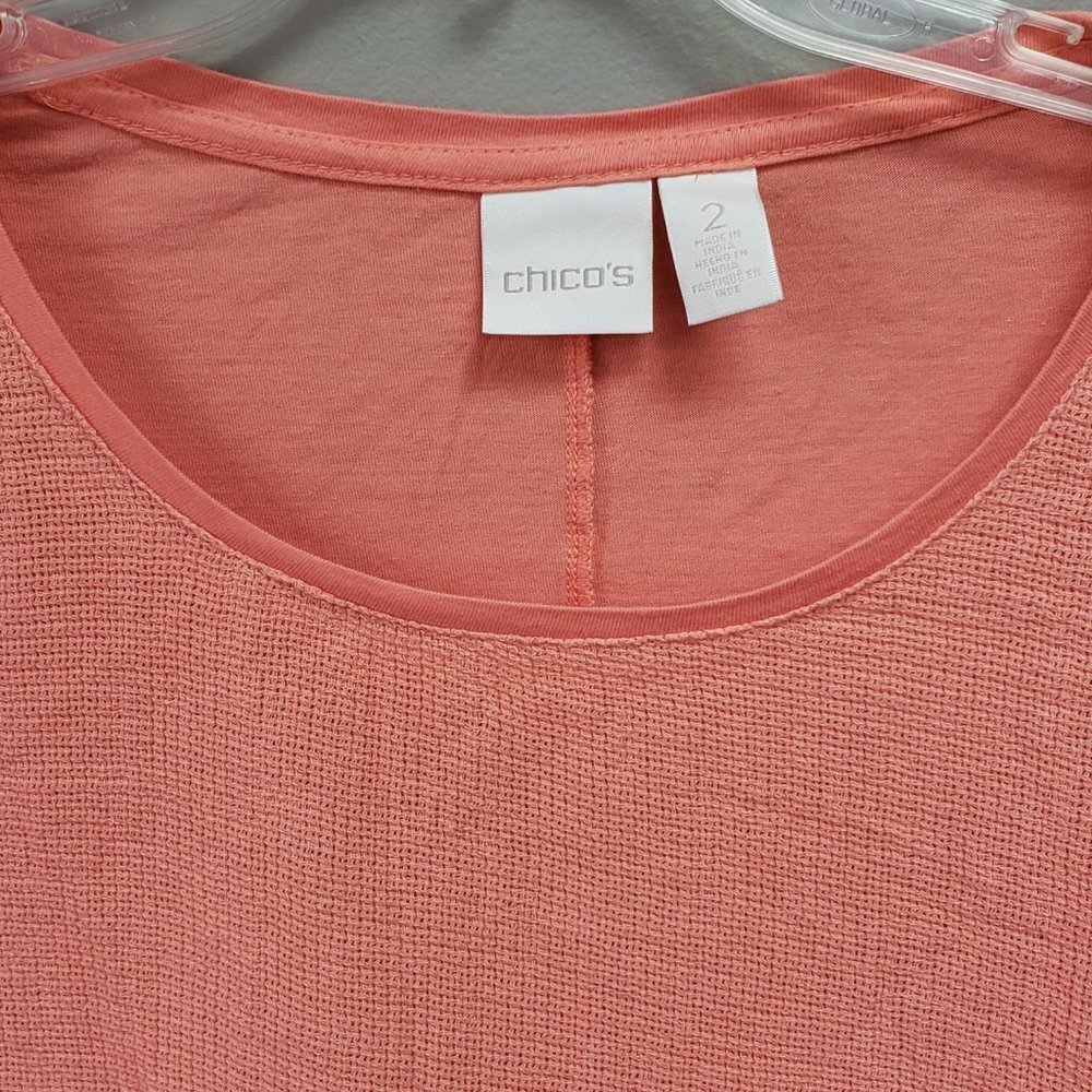 Chico's Blouse Medium or Chico sz 2 Coral - Picture 4 of 5